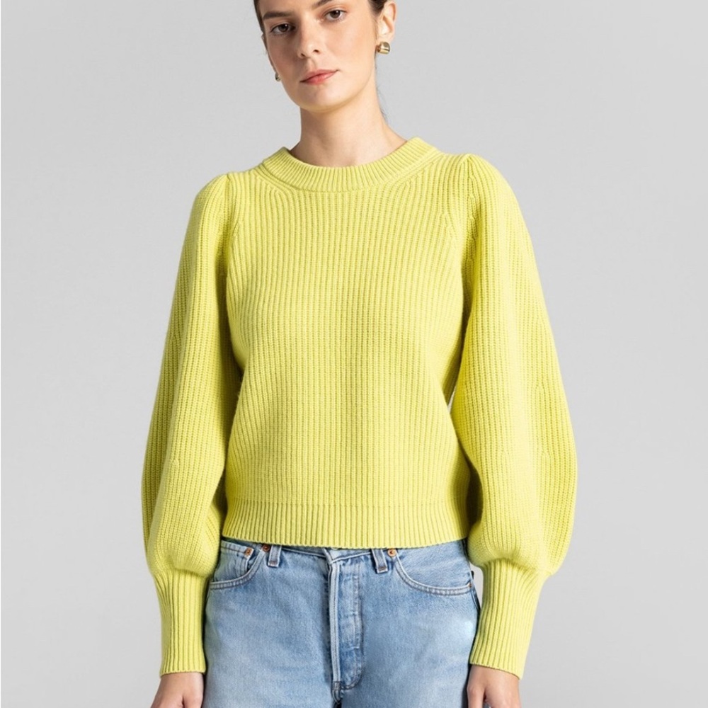 A.L.C. Eliana Crewneck Bishop-Sleeve Sweater